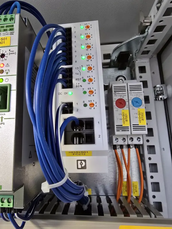 Control panel with network switch and power supplies